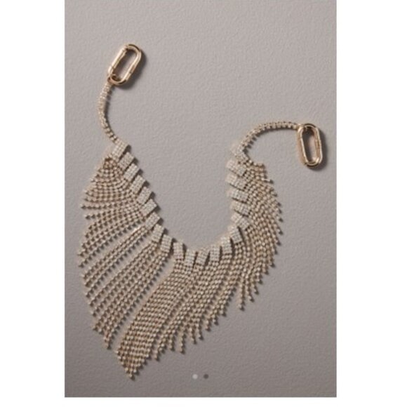 NWT-Anthropologie Gold Crystal Fringe Bag Charm - Picture 2 of 3